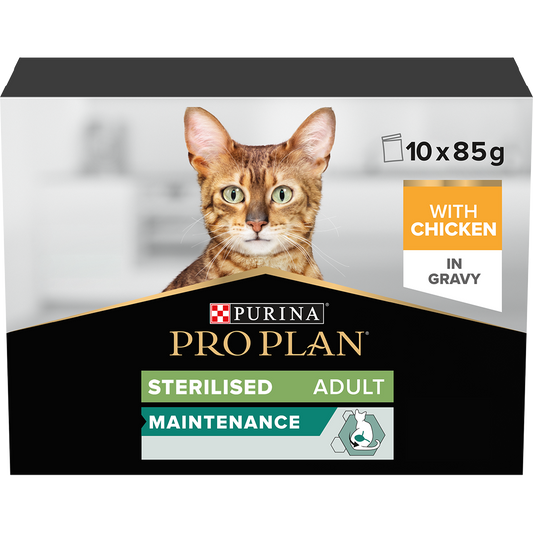 Purina Pro Adult Sterilised Chicken in Gravy Wet Cat Food 10 x 85g