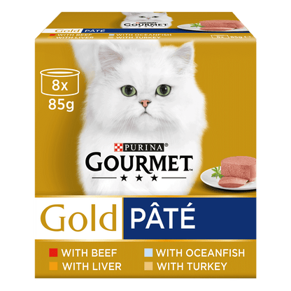 Gourmet Adult Gold Pate Recipes Wet Cat Food 8 x 85g