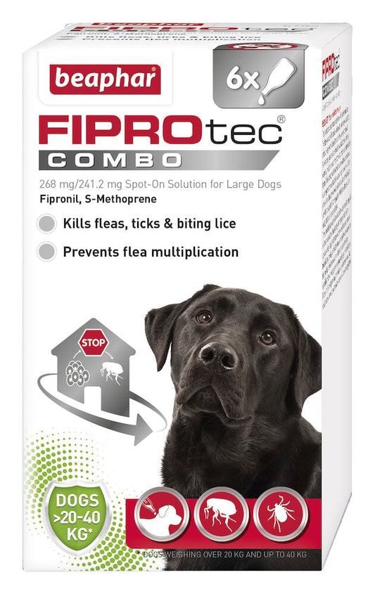 Beaphar FIPROtec COMBO Flea & Tick Spot On (20-40kg) 6 pipettes