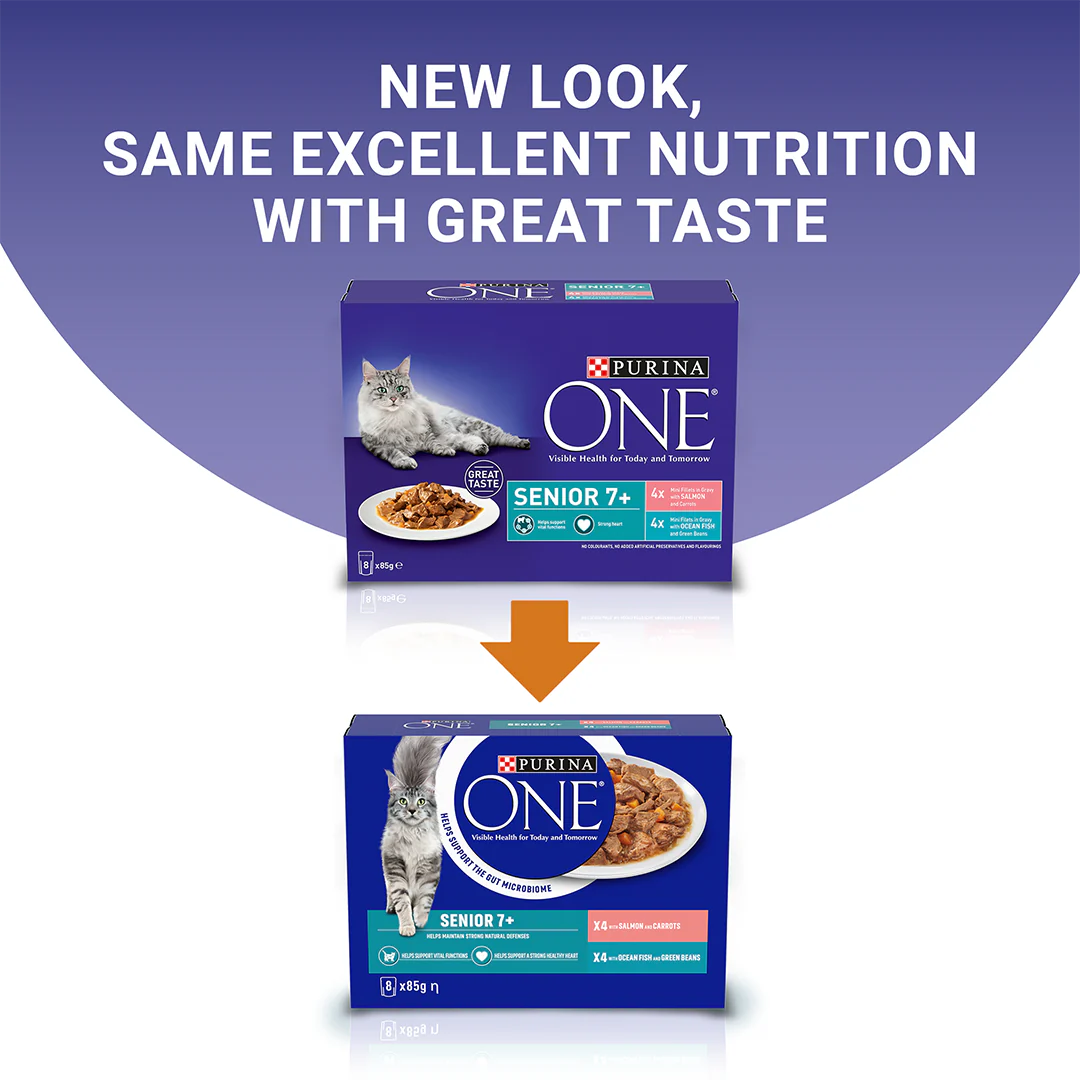 Purina One Senior 7+ Mini Fillets Salmon and Ocean Fish Wet Cat Food 8 x 85g