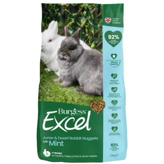 Burgess Excel Junior & Dwarf Rabbit Nuggets with Mint Food 10kg
