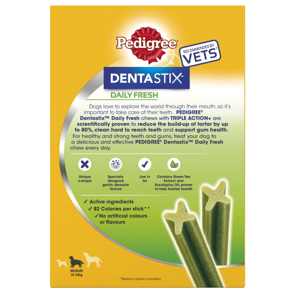 Pedigree Dentastix Fresh Daily Dental Chews Medium Dog Treats 28 sticks