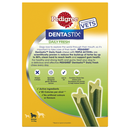 Pedigree Dentastix Fresh Daily Dental Chews Medium Dog Treats 28 sticks