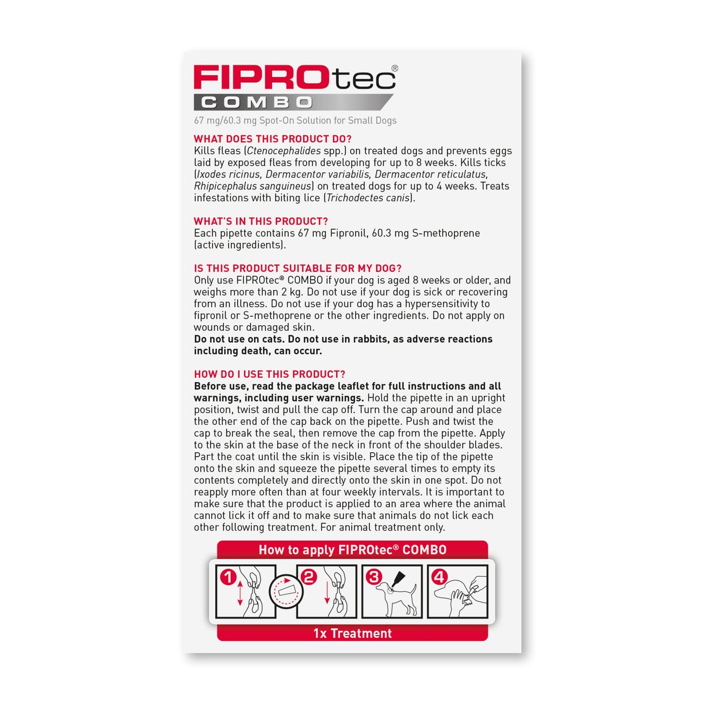Beaphar FIPROtec COMBO Flea & Tick Spot-On for Dogs (2-10kg) 1 pipette