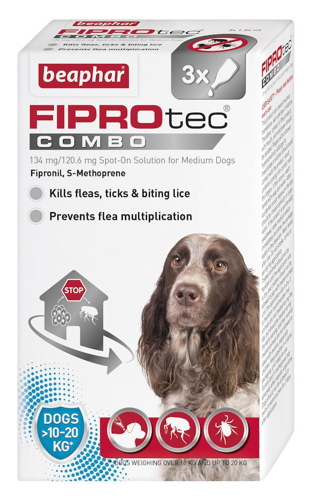 Beaphar FIPROtec COMBO Flea & Tick Spot On (10-20kg) 3 pipettes