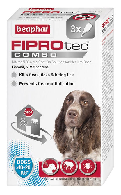 Beaphar FIPROtec COMBO Flea & Tick Spot On (10-20kg) 3 pipettes