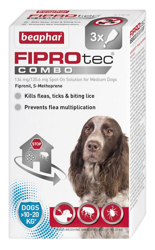 Beaphar FIPROtec COMBO Flea & Tick Spot On (10-20kg) 3 pipettes