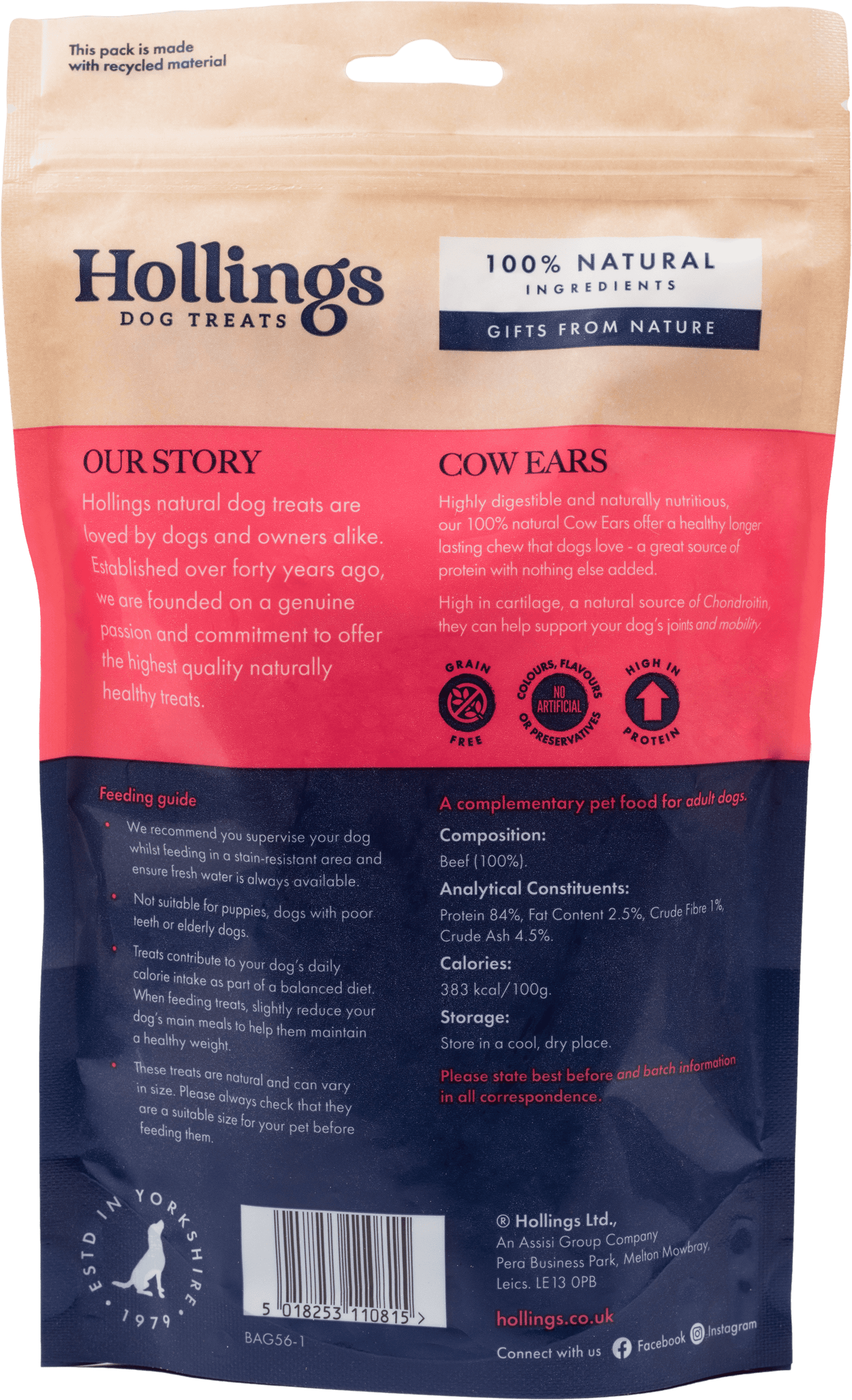 Hollings Cow Ears 50 Pack