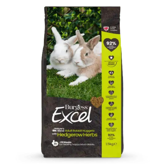 Burgess Excel Nature’s Blend Adult Rabbit Nuggets with Hedgerow Herbs Food 1.5kg