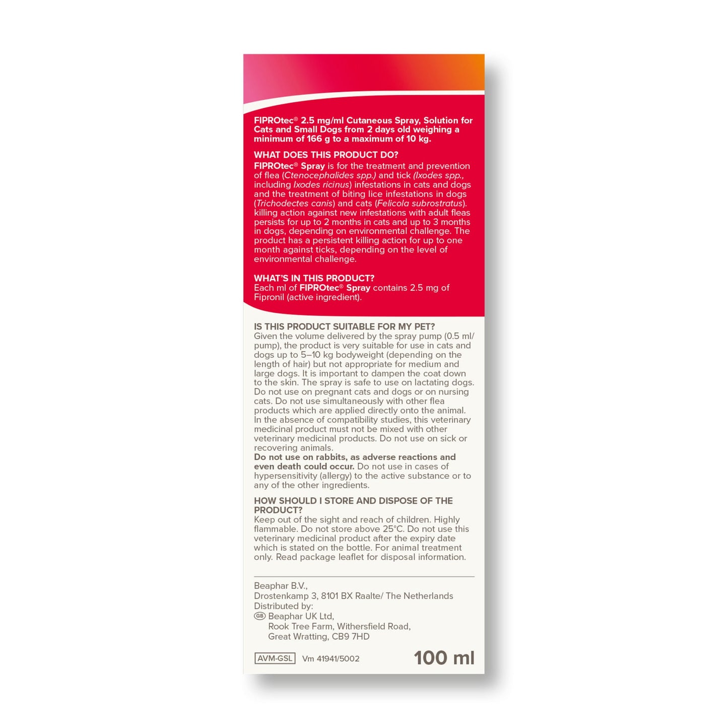 Beaphar FIPROtec Flea & Tick Spray for Kittens and Puppies 100ml
