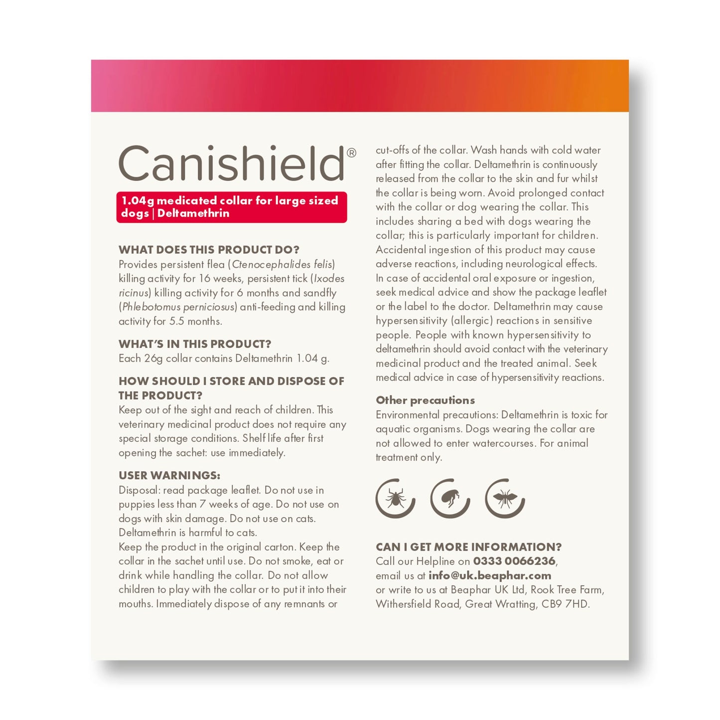 Beaphar Canishield Flea & Tick Collar for Large Dogs 65cm