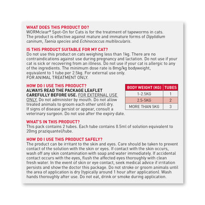 Beaphar WORMclear Worming Spot On for Cats 2 pipettes