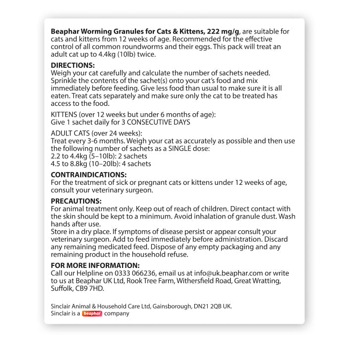Beaphar Worming Granules for Cats 4 x 1g