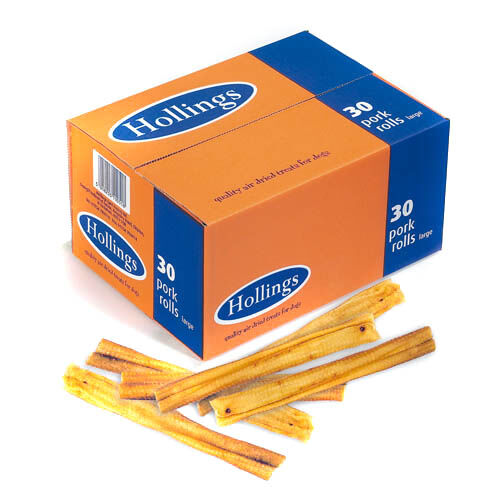 Hollings Pork Rolls Bulk Natural Dog Chews Box of 30
