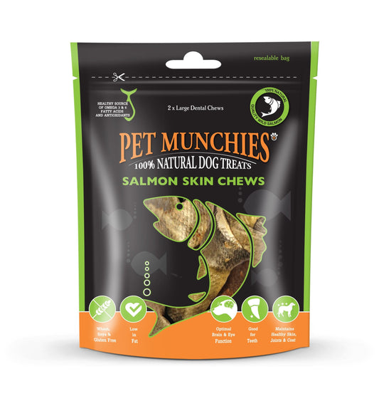 Pet Munchies Large Salmon Skin Chew Dog Treats 125g