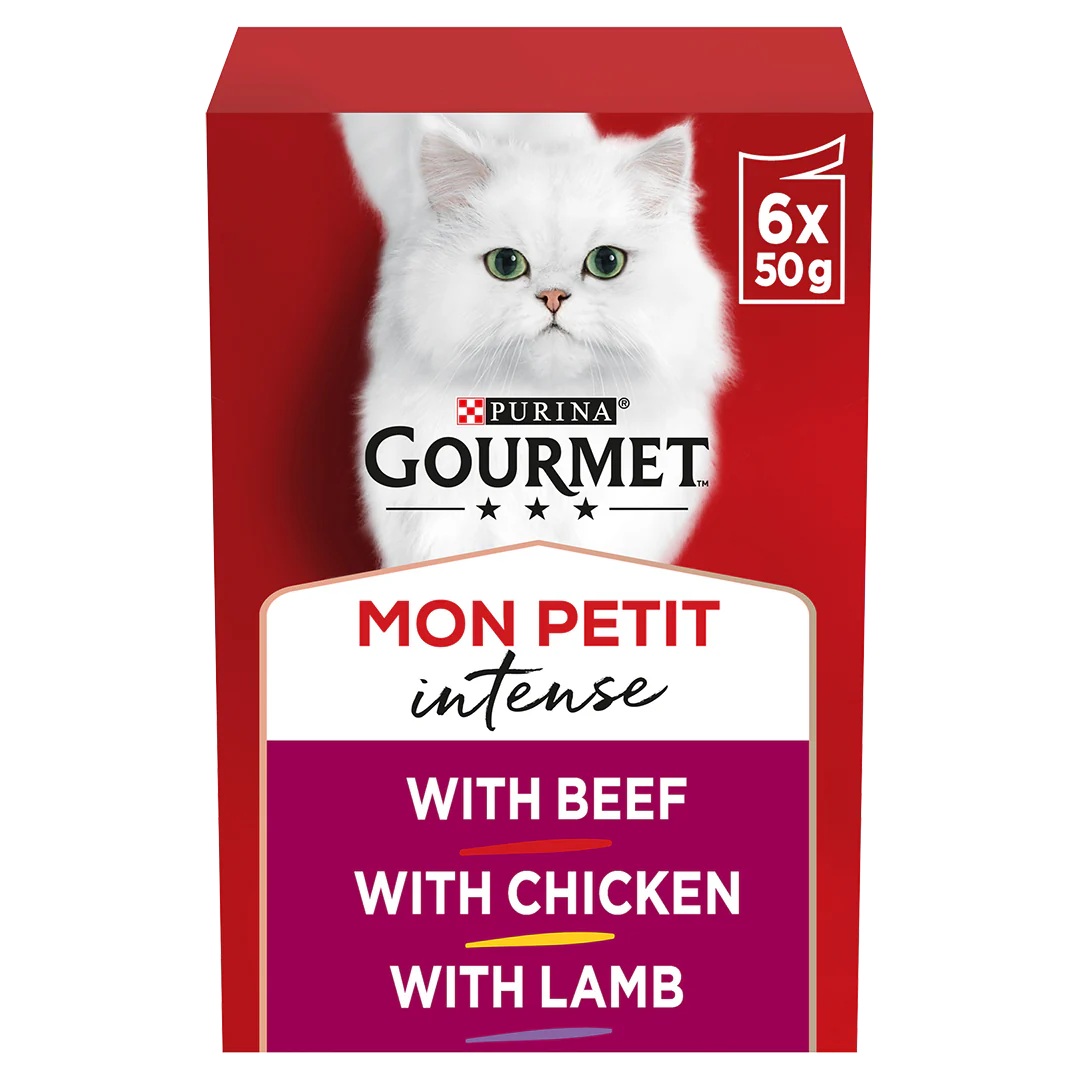[Clearance Sale] Gourmet Adult Mon Petit Meaty Variety (Beef, Chicken and Lamb) Wet Cat Food 6 x 50g