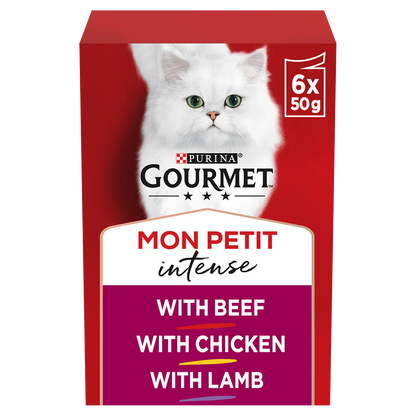 [Clearance Sale] Gourmet Adult Mon Petit Meaty Variety (Beef, Chicken and Lamb) Wet Cat Food 6 x 50g