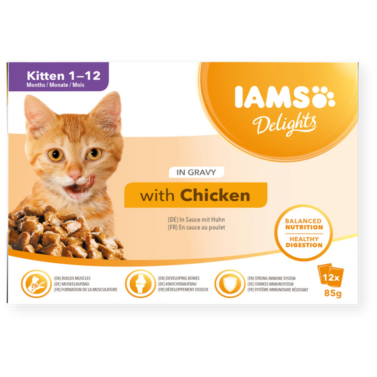 Iams Delights Kitten Chicken in Gravy Wet Cat Food 12 x 85g