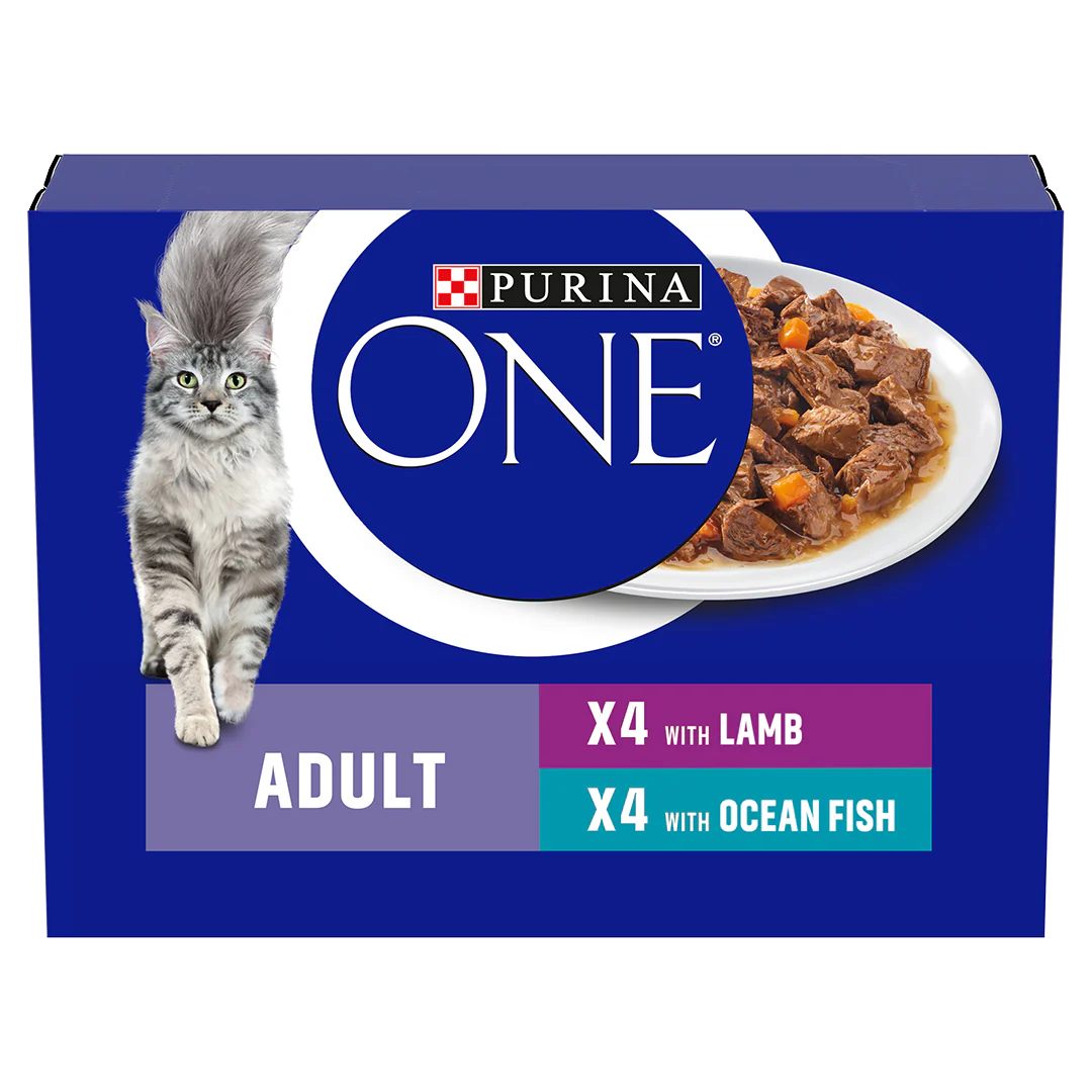 Purina One Adult Mini Fillets Ocean Fish and Lamb Wet Cat Food 8 x 85g