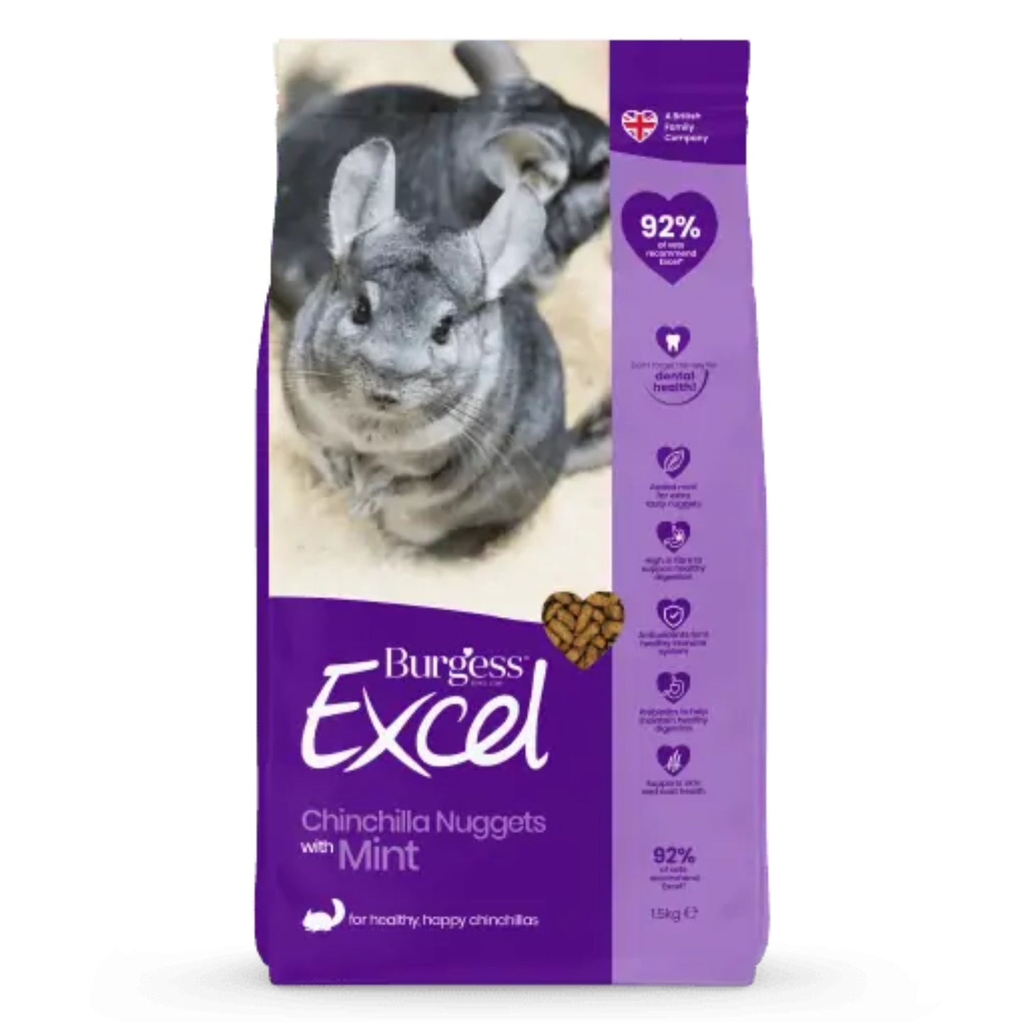 Burgess Excel Chinchilla Nuggets with Mint Food 1.5kg