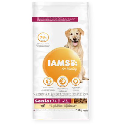 Iams Vitality Senior Large Breed Fresh Chicken Dry Dog Food 12kg