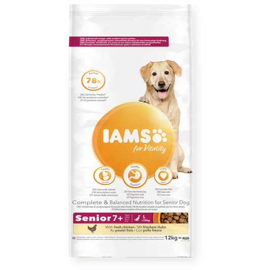 Iams Vitality Senior Large Breed Fresh Chicken Dry Dog Food 12kg