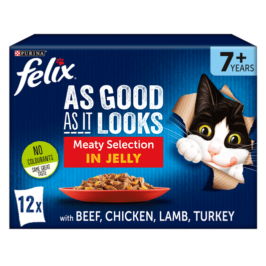 Felix Senior As Good As it Looks 7+ Meaty Selection in Jelly Wet Cat Food 12 x 100g