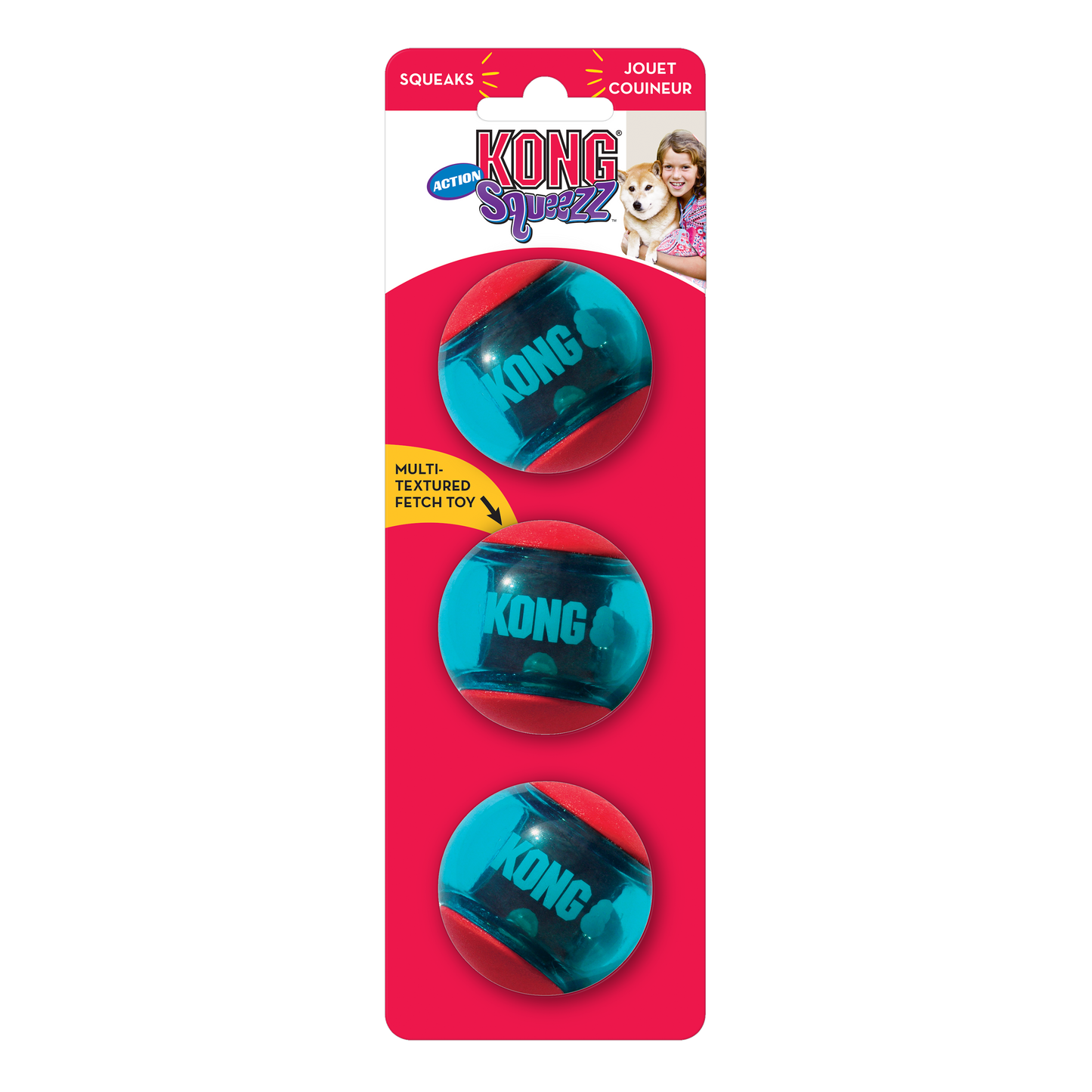 KONG Squeezz Action Ball Red Dog Toy