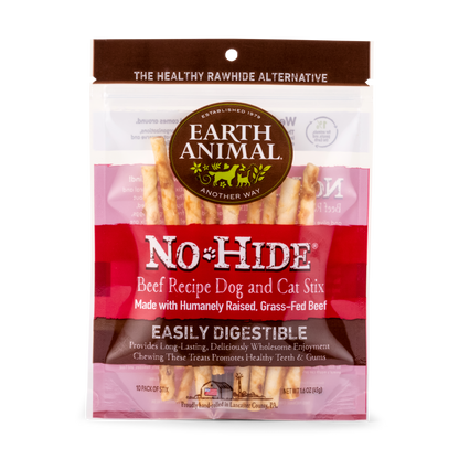 Earth Animal Beef No Hide Stix Dog Treats 10 pack 45g