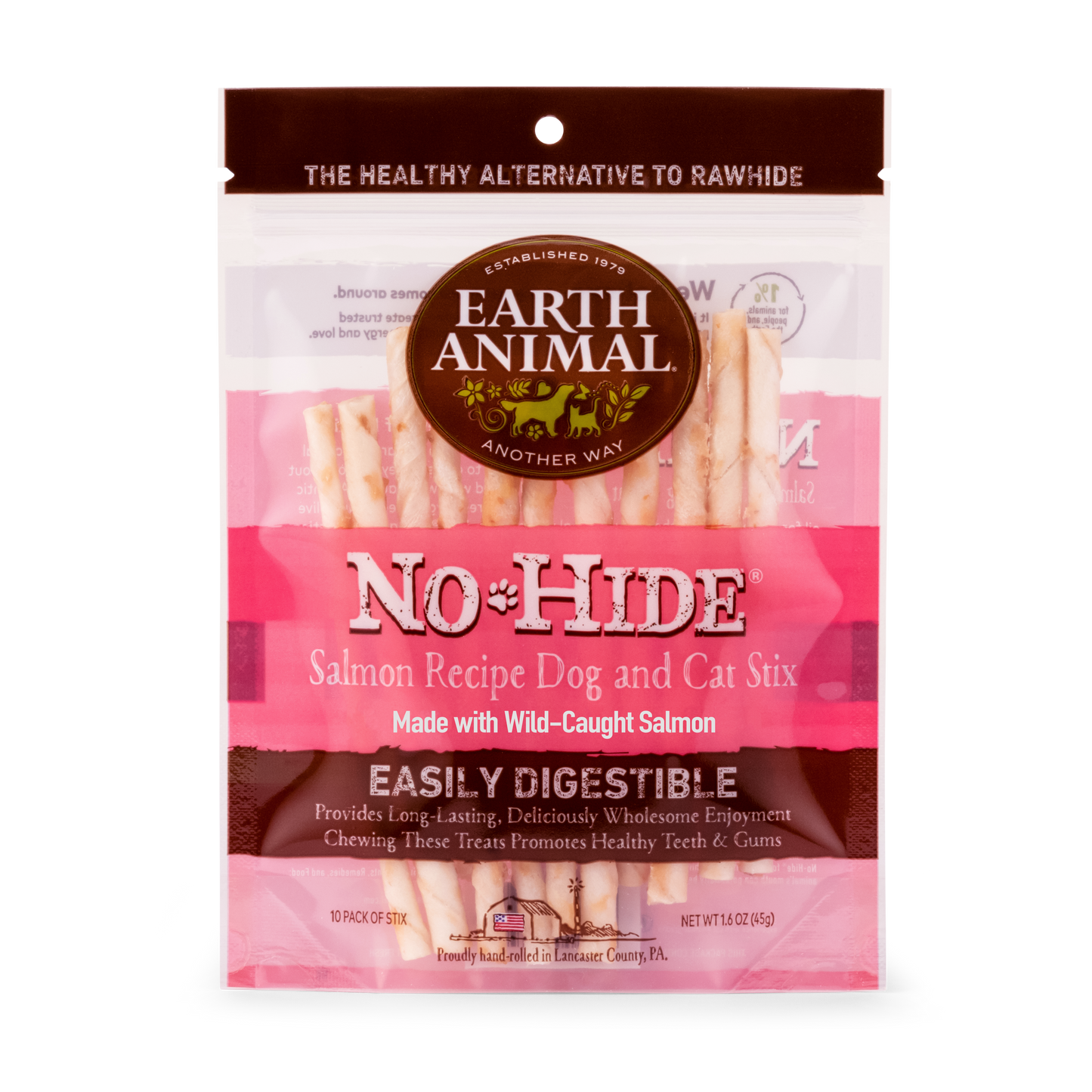 Earth Animal Salmon No Hide Stix Dog Treats 10 pack 45g