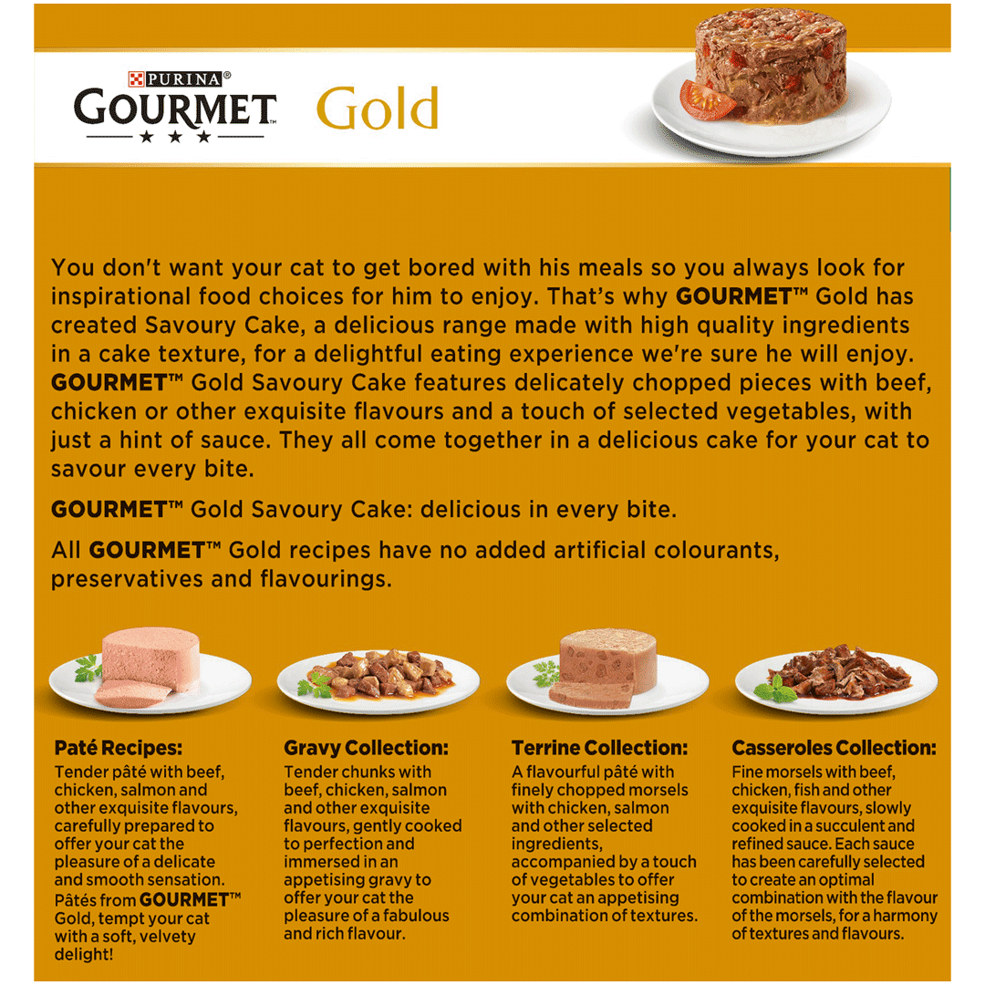 Gourmet Gold Savoury Cake Meat and Veg Variety Wet Cat Food 8 x 85g
