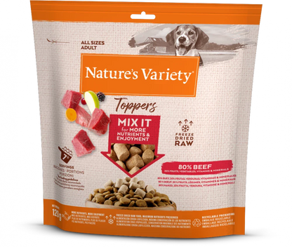 Nature's Variety Complete Freeze Dried Food Beef Toppers For Adult All Size Dog 120g