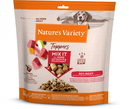 Nature's Variety Complete Freeze Dried Food Beef Toppers For Adult All Size Dog 120g