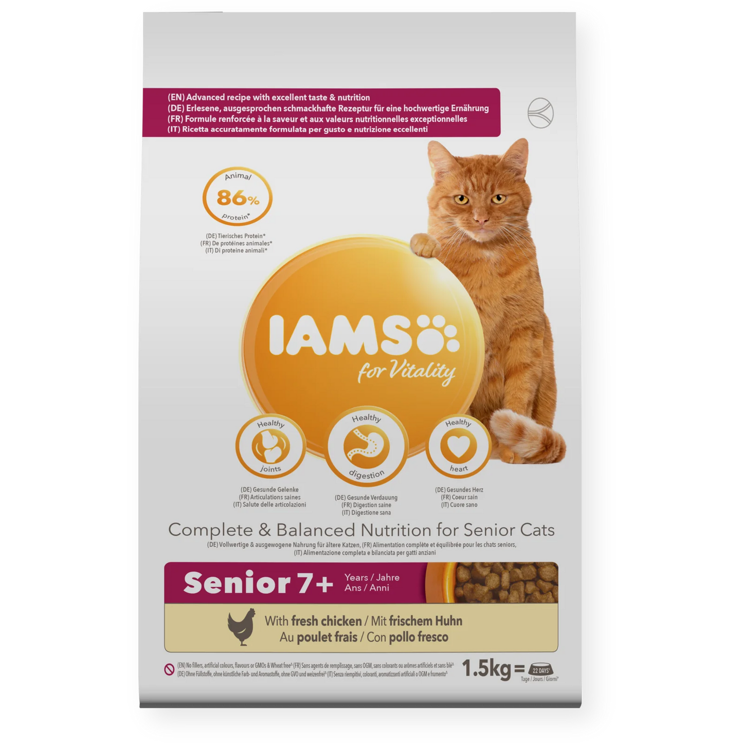 [Clearance Sale] Iams Vitality Senior Fresh Chicken Dry Cat Food 1.5kg