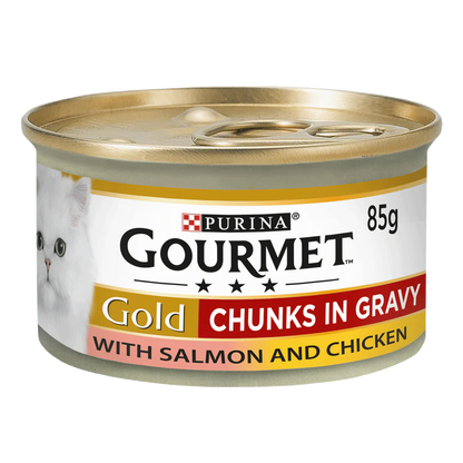 Gourmet Gold Adult Chunks in Gravy Salmon and Chicken Wet Cat Food