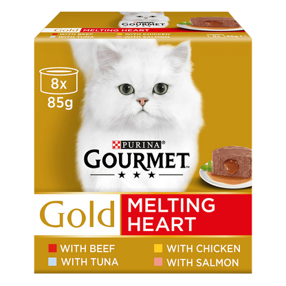 Gourmet Adult Gold Melting Heart Meat and Fish Wet Cat Food 8x 85g