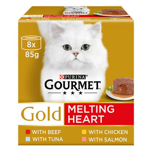 Gourmet Adult Gold Melting Heart Meat and Fish Wet Cat Food 8x 85g