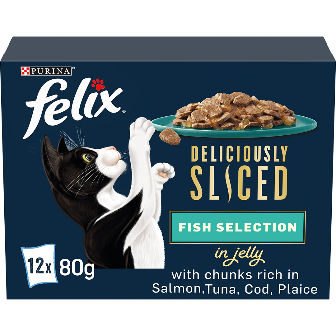 Felix Adult Deliciously Sliced Fish Selection in Jelly Wet Cat Food 12 x 80g