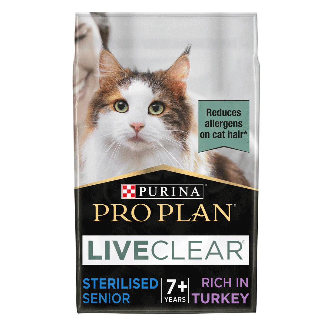Pro Plan Adult 7+ Allergen Reducing Sterilised Liveclear Turkey Dry Cat Food 2.8kg