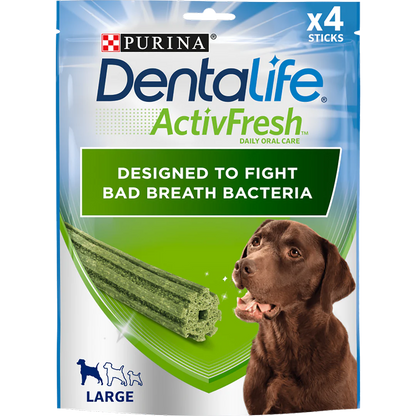 Dentalife ActivFresh Large Dog Treat Dental Chew 4 Sticks