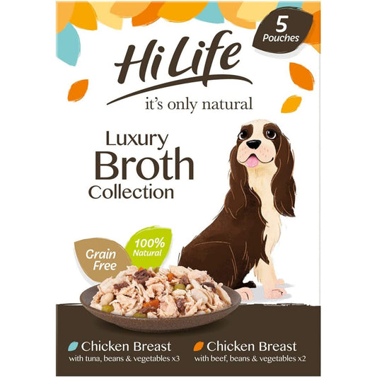 HiLife It's Only Natural The Luxury Broth Collection Wet Dog Food 5 x 100g