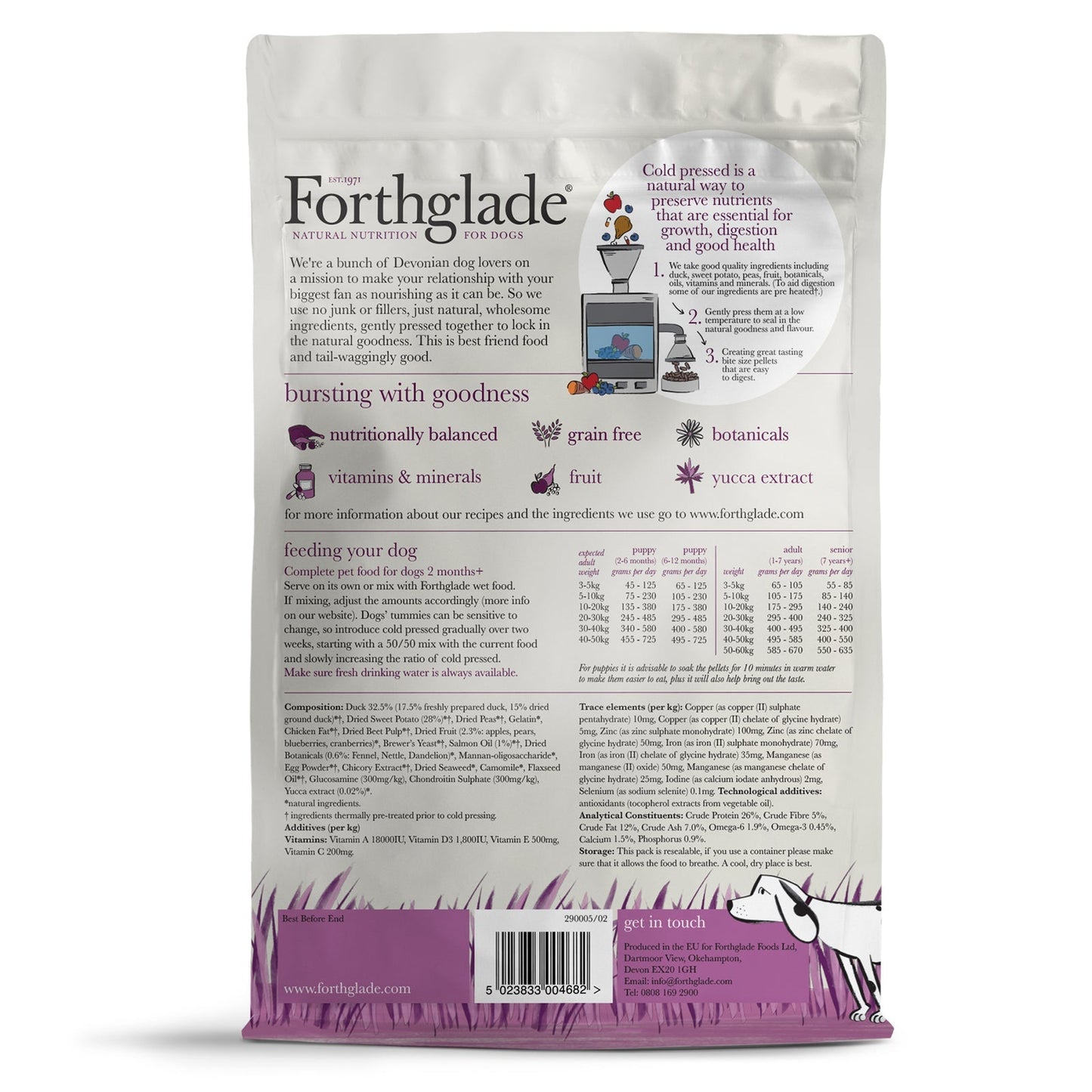 Forthglade Cold Pressed Duck Grain Free Cold Pressed Natural Dry Dog Food 6kg