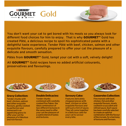 Gourmet Adult Gold Pate Recipes Wet Cat Food 8 x 85g