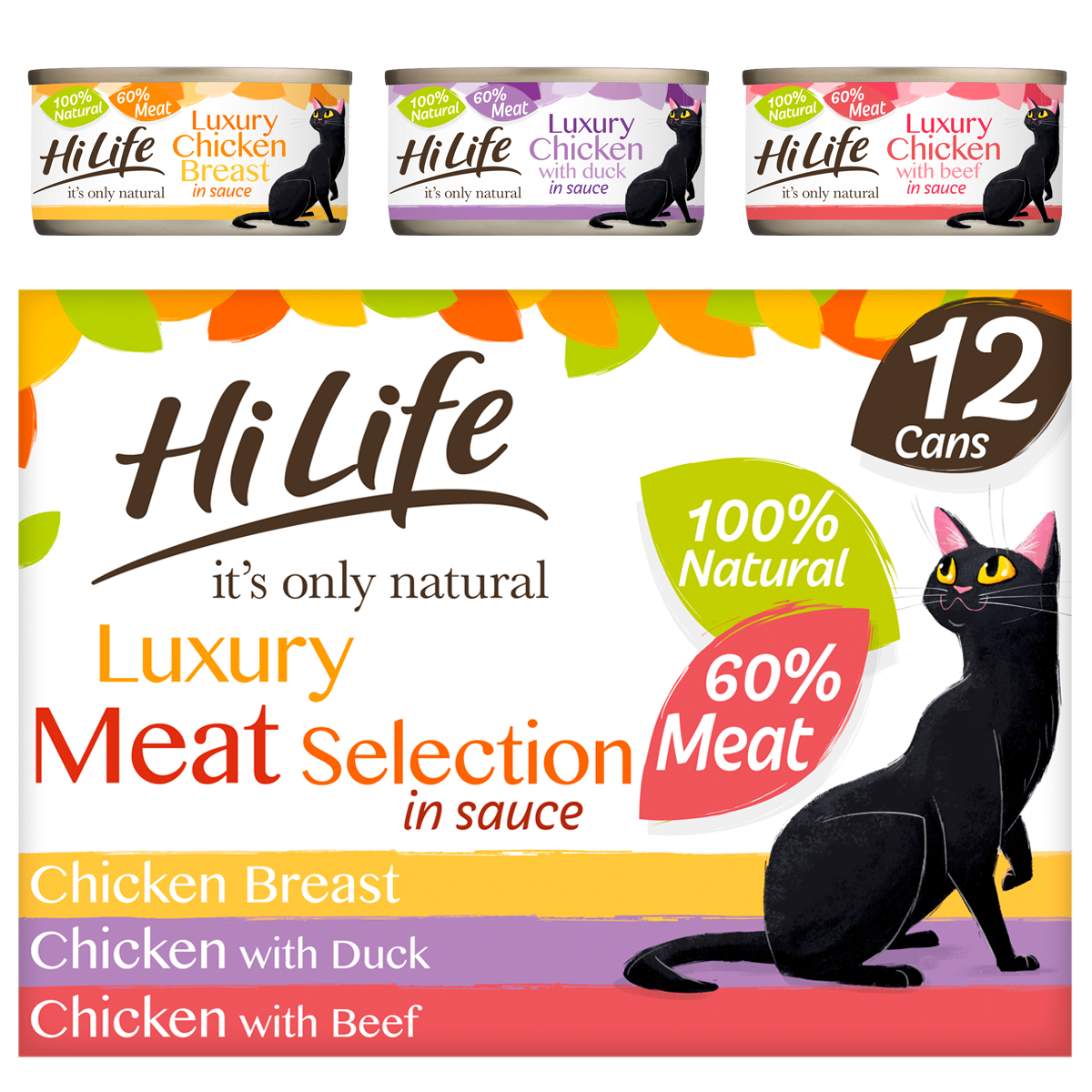 HiLife It's Only Natural Luxury Meat Selection Wet Cat Food 12 x 70g