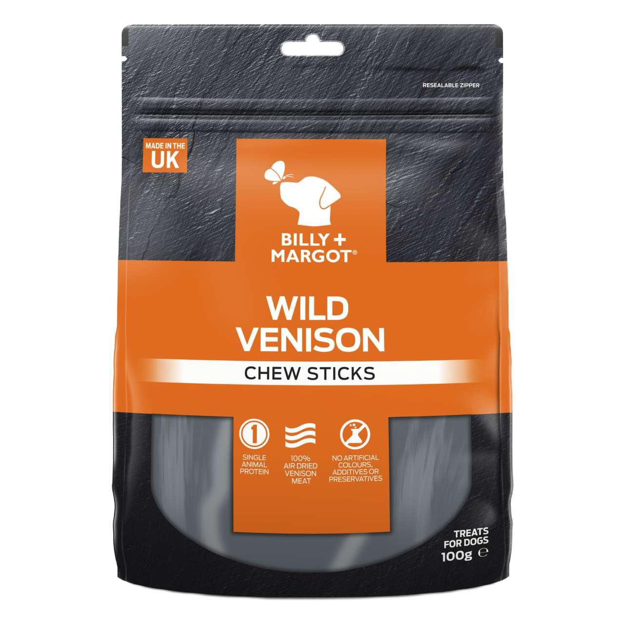 Billy & Margot Venison Chew Sticks Dog Treats - 100g