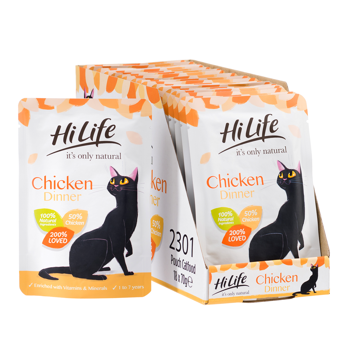 HiLife It's Only Natural Chicken Dinner Wet Cat Food 18 x 70g