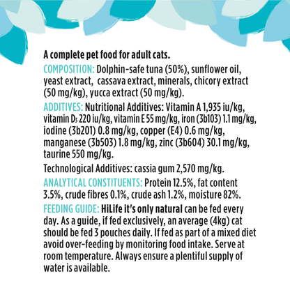 HiLife It's Only Natural Tuna Flakes Wet Cat Food 18 x 70g