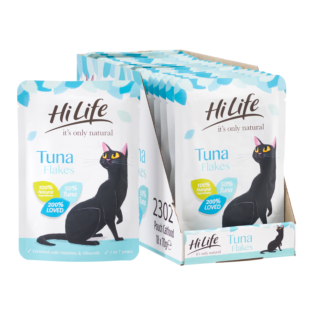 HiLife It's Only Natural Tuna Flakes Wet Cat Food 18 x 70g