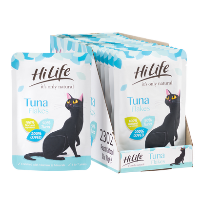 HiLife It's Only Natural Tuna Flakes Wet Cat Food 18 x 70g