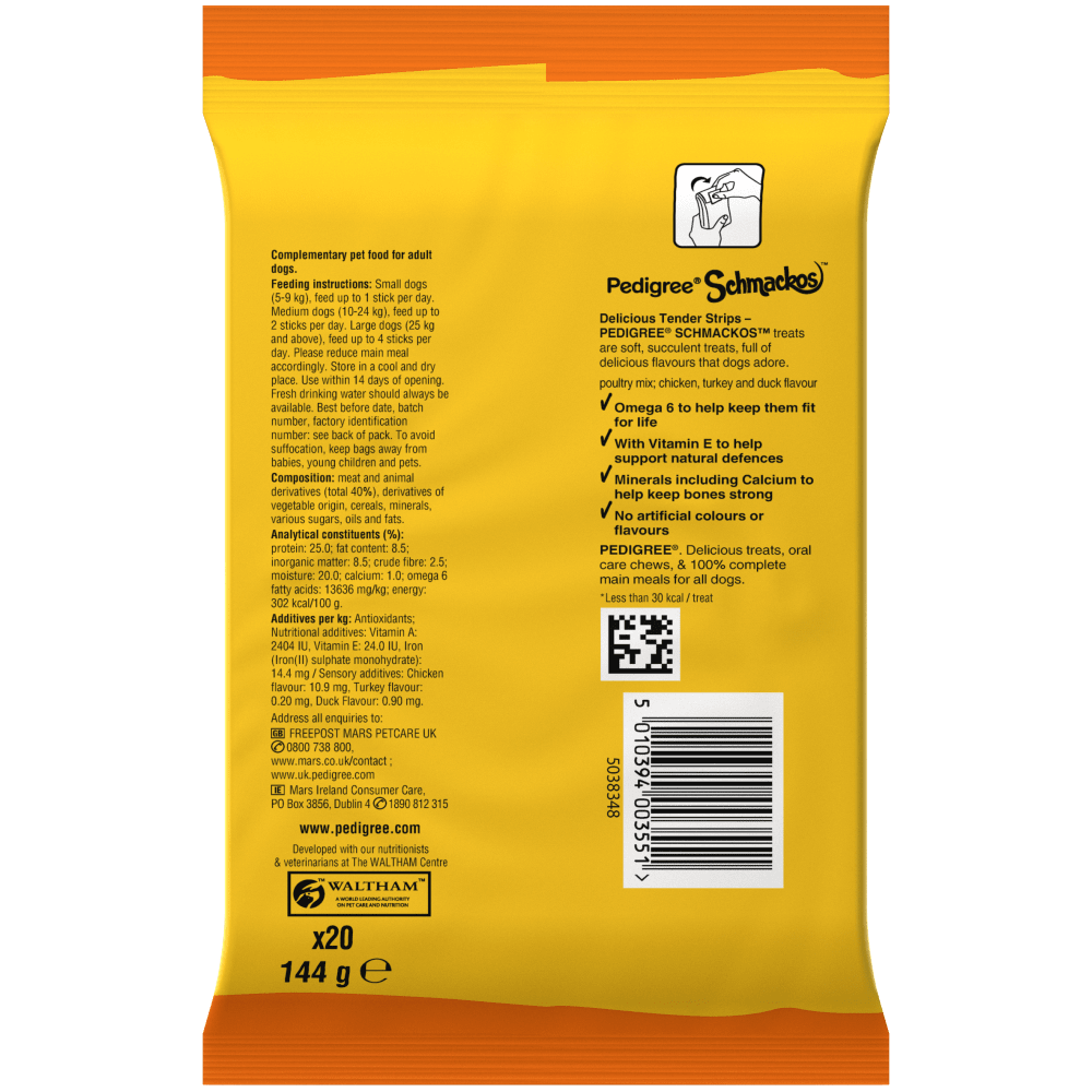 Pedigree Schmackos with Poultry Dog Treats 20 sticks